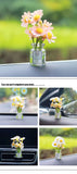 Cute Mini Daisy Vase Car Interior Decoration Auto Dashboard Ornaments Gadgets For Women Gifts Car Products Interior Accessories