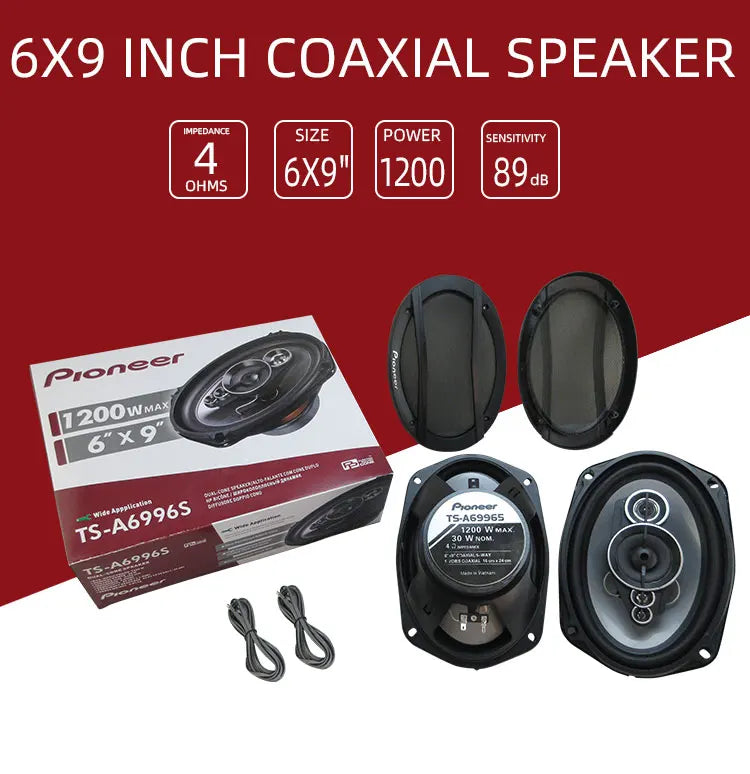 2PCS 6X9 inch (2X1200W) 2400W 5-way car mounted high fidelity full frequency coaxial speaker, preferred for modified vehicles