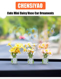 Cute Mini Daisy Vase Car Interior Decoration Auto Dashboard Ornaments Gadgets For Women Gifts Car Products Interior Accessories